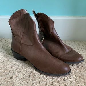brown faux leather booties // forever 21
